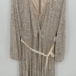 Arula Dress Women 2X Beige Sequin Shimmer Long Sleeve Maxi Gown Holiday Event Photo 0