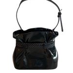 Beijo Black Vegan Patent Leather Paper Bag Handbag Polka Dot Scarf Twee Preppy Photo 4