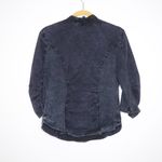 XCVI  Full Zip Stonewashed Jacket Ruched 3/4 Sleeve Rib Panel Grey Blue Women's M Photo 5