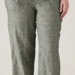 Athleta  Voyager Green Linen Ankle Pants Pockets Women’s Size 14 Tall 34X29 Photo 0