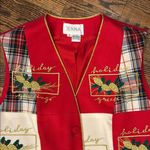 Jenna Vintage Holiday Greetings Wool Festive Christmas Vest Women's M Red Size M Photo 2