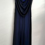 Tadashi Shoji Tadashi Vintage 1990 Rhinestone Embellished Maxi Dress navy blue mesh cowl back Photo 1