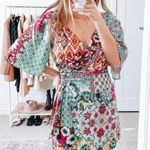 ZARA Green Multi Color Pattern Patchwork Floral Mini Dress Photo 1