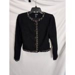 AQUA  Tweed Jacket Black Career Button Front Blazer Cropped XS‎ Photo 4