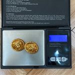 Head Vintage Unsigned Lion  Roaring Lion Gold-tone Pierced Earrings Photo 11