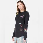 Lauren Moshi  MCKINLEY NEON SIGNS Women’s Black Graphic Long Sleeve Top Size XS Photo 2
