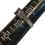 Vintage 925 Sterling Silver Amethyst & Marcasite Ring Sz 8.5 Emerald Cut Band Photo 5