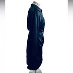 BTFBM Maxi Summer Fall 2025 Elegant Satin Belted Ruched Shirt Dress Size S NWT Blue Photo 5
