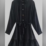 ZARA Black Pleated Dolman Sleeve Dress Photo 2