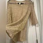J. Validi Beige Loose Knit Stretchy 3/4 Sleeve V Neck Coverup Tunic Size Large Tan Photo 6