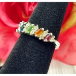 Cute Silver Tone Clear & Colorful Crystal Fashion Ring Size 7 Photo 6