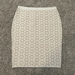 Etcetera  white & tan knit knee-length pencil skirt size M Photo 2