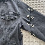Oversized Black Chained Grungy Denim Jacket Photo 3