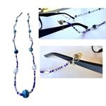 VTG Handmade Blue Beaded Eyeglass Holder Reading Glasses Jewelry New 28 in L Photo 1