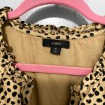 J.Crew Tan Leopard Dot Ruffle Neck Tiered Popover Relaxed Fit Preppy Dress M Photo 5