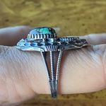 Natural Blue Moon Turquoise Sterling Silver Cowboy Ring Size 8 Photo 2