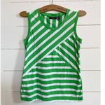Susan Graver Weekend Green and White Asymmetrical Striped Tank Top S Photo 11