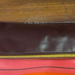 Striped Multicolor Clutch with Brown Handle Pink Photo 6