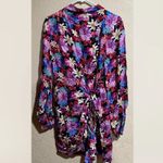 PINKO FLORAL SATIN BUTTON FRONT LONG SLEEVE SHEATH FAUX WRAP MINI DRESS Pink Size 8 Photo 1