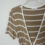 Calvin Klein Khaki & White Striped Wrap Dress Size 8 Photo 1