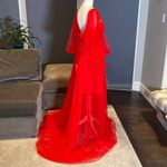 Women’s Red Prom Party Formal Dress With Corset Back and Leg Slit Size 16 NWOT Red Photo 8