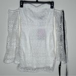 Pretty Little Thing White Lace Flare Sleeve Bardot Bodycon Dress Size 2 NWT Photo 3