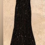 Mac Duggal NWOT Sleeveless Faux Wrap Sequin Embellished Cut Out Back Black Sz 4 Photo 1