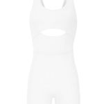 GIGI C Sawyer Romper Women's Medium Ivory Sleeveless Scoop Back Cutout Short New White Photo 0
