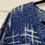 Traveler Size 3 Blue White Multi Pattern Top Faux Wrap Blouse Chicos XL Photo 3