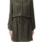 Rails  100% Silk Haha Olive Green Cheetah Shirt Dress Size M Photo 0