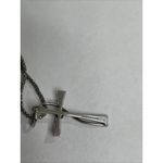 925 Sterling Silver Wrapped Design Small Cross Pendant Sterling 16” Chain Photo 2