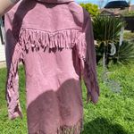 American Vintage VTG Early 1990s Pink Fringe Leather Coat Photo 6