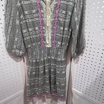 Flying Tomato  Boho Aztec Print Embroidered Lace Trimmed Smocked Waist Dress M Photo 1