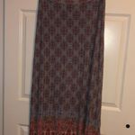 Loveappella Orange & Blue Floral High Waisted Long Skirt Photo 0