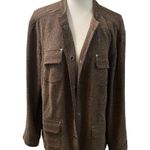 JM Collection  Woman Chocolate Brown Chunky Knit Cardigan Sweater Jacket 18W Photo 2