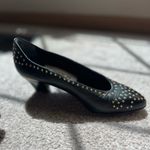 Vintage Italian Black Leather Studded Heels | 80s Minimal Chic Size 5.5 EU 35.5 Photo 10