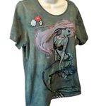 Disney Princess Ariel Embroidered T-Shirt - Green Pink Crew Neck Artsy Photo 2