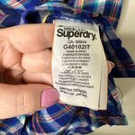 Superdry  Anneka Check Shirt Blue Plaid Flannel Button Front Women's 10 Photo 3