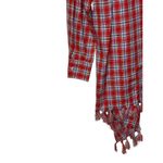 Umgee Women's Top Plaid Open Roll Tab Sleeves Fringed Cardigan Red Small NWT Photo 8