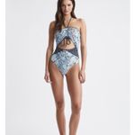 Reiss Megan printed cut out swimsuit baiting suit navy floral one piece size 10 Photo 2
