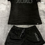 XOXO Nwt Black Velvet  Shirt and shorts PJ Set Photo 0