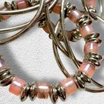 Free People Racer Moonstone Beaded Hoops in Blush Pink Silver 70s 80s Retro NWT Photo 5