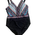 Aqua Green  Geometric Swimsuit built in bra size XL halter Aztec southwestern Photo 1