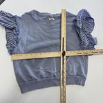 Pilcro  Shirt Womens XS Blue Ruffle Flutter Sleeve Cotton Knit Striped Ribbed Hem Photo 3