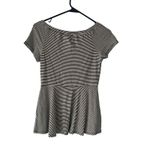 Anthropologie  Monteau Women's Size Medium Striped‎ Peplum Baby Doll Top Photo 5