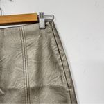 Topshop Silver Faux Leather Maxi Skirt Womens 6 Slit Whimsigoth Gunmetal Fall Photo 2