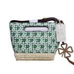 Lucky Brand  Azon Leather/Raffia Crossbody Bag Green Tan NEW Photo 5