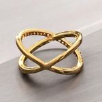 None Gold Plated Cubic Zirconia Pavé Criss Cross Ring for Women Size 5 Photo 1