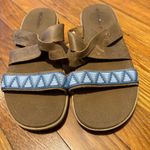 Columbia Women’s Leather Beaded Slide SlipOn Sandals Brown Blue Geometric Sz 10 Photo 8