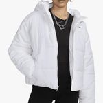 Nike  Sportswear Classic Puffer Women's Therma-FIT Loose Hooded Jacket (White/Blk Photo 0